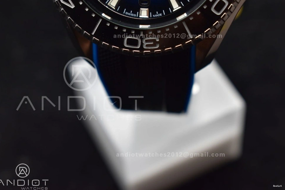 6000M Ceramic SS Black on 1:1 Bezel TF Blue Black Best Edition Deep A2824 Dial Ultra Seamaster Rubber Strap 1220